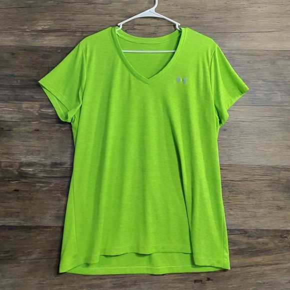Under Armour Bright Green V-Neck Short Sleeve Tee - Picture 2 of 10